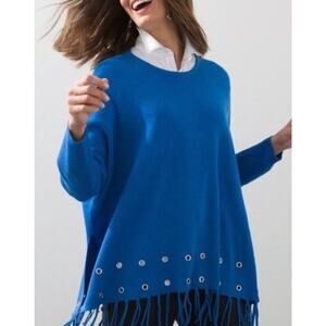 Chico's Grommet Detail Poncho Sweater L/XL Relaxed Boxy Oversized Statement